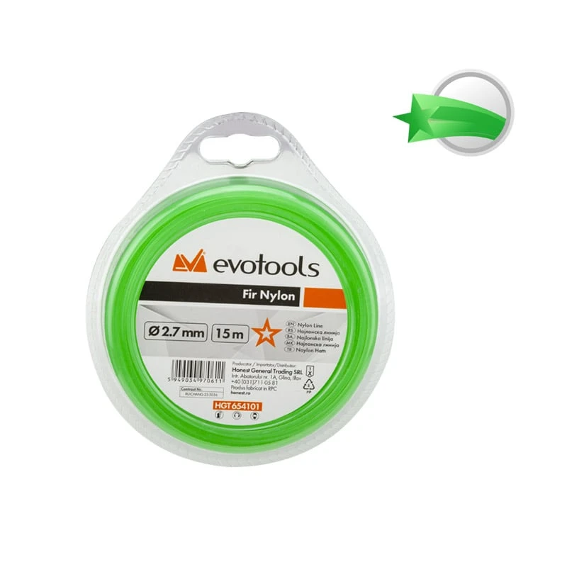 Fir Motocoasa Nylon, Stea, 2.4mm, 52m, EvoTools